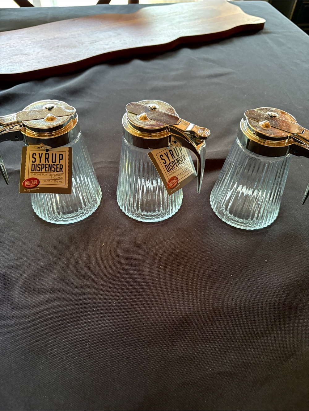 Classic Clear Glass Syrup Dispenser with Silver-Tone Lid